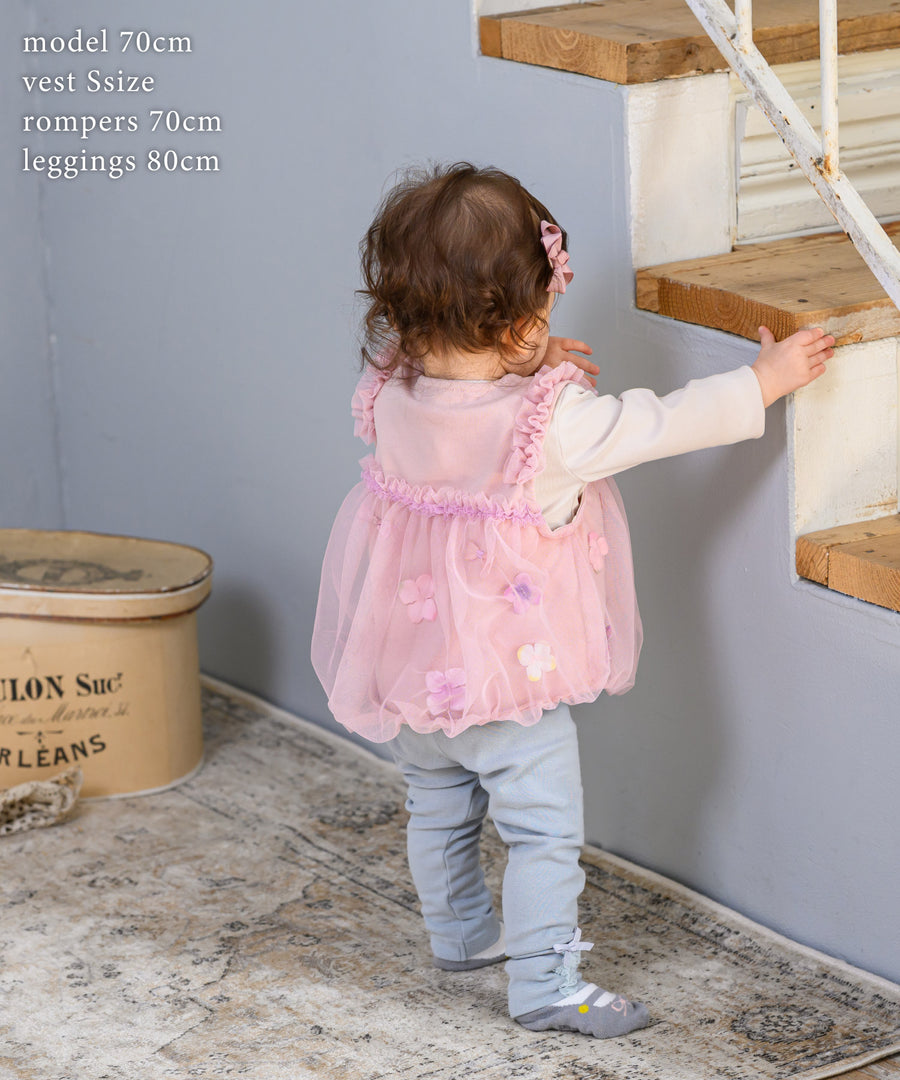 Japanese children's clothing panpantutu floral chiffon bubble vest 70-100cm girls newborn baby summer TOPS