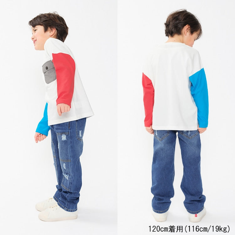 Daddy Oh Daddy Japanese-Made Two-Color Sleeve Tops (90-130cm) for Boys Summer