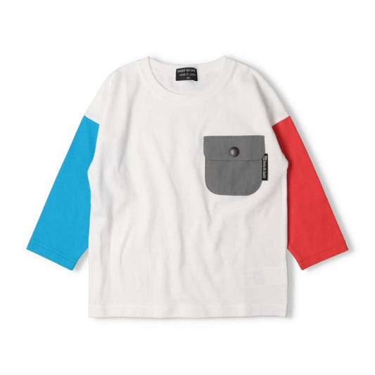 Daddy Oh Daddy Japanese-Made Two-Color Sleeve Tops (90-130cm) for Boys Summer