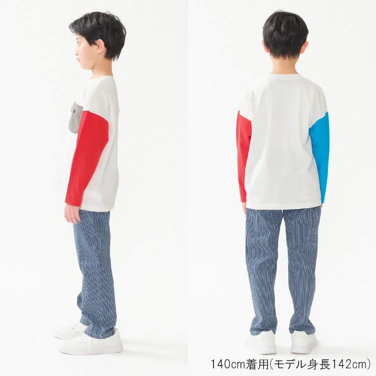 Daddy Oh Daddy Japanese-Made Two-Color Sleeve Top (140-160cm) for Boys Summer
