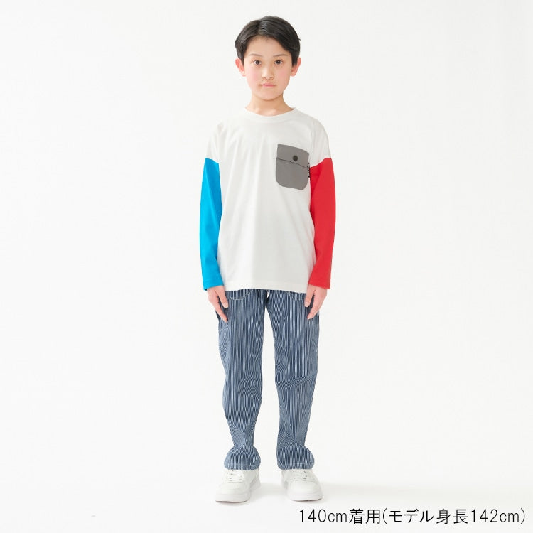 Daddy Oh Daddy Japanese-Made Two-Color Sleeve Top (140-160cm) for Boys Summer