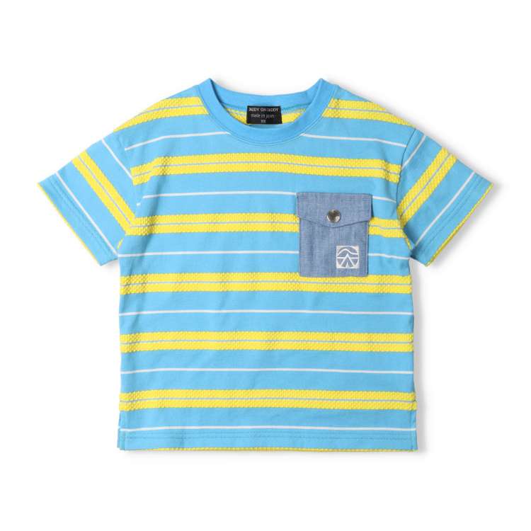 Daddy Oh Daddy Japanese-made denim pocket striped top (90-130cm) for boys and girls (summer TOPS)