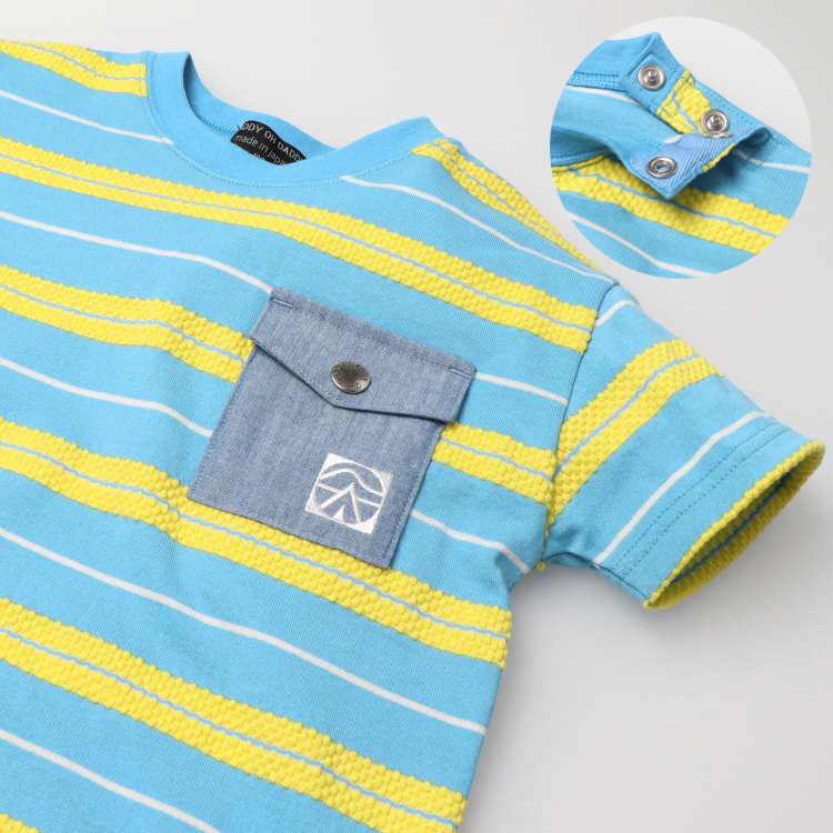 Daddy Oh Daddy Japanese-made denim pocket striped top (90-130cm) for boys and girls (summer TOPS)
