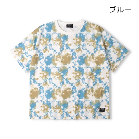 Daddy Oh Daddy Japanese-made gradient tie-dye print short-sleeved top (140-160cm) for boys and girls (summer TOPS)