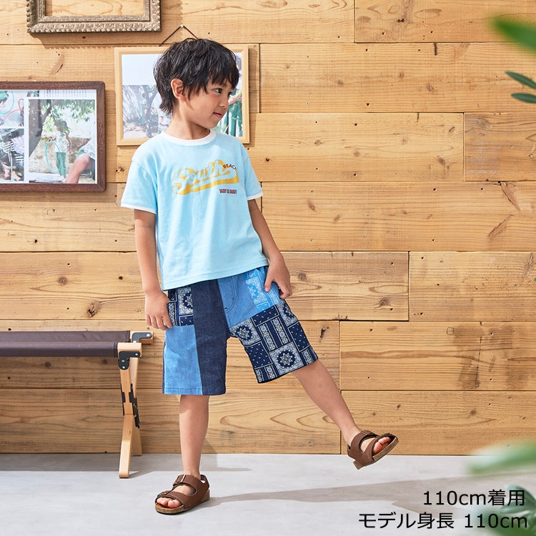 Japanese children's clothing Daddy Oh Daddy patchwork denim shorts 90-130cm boys' summer PANTS