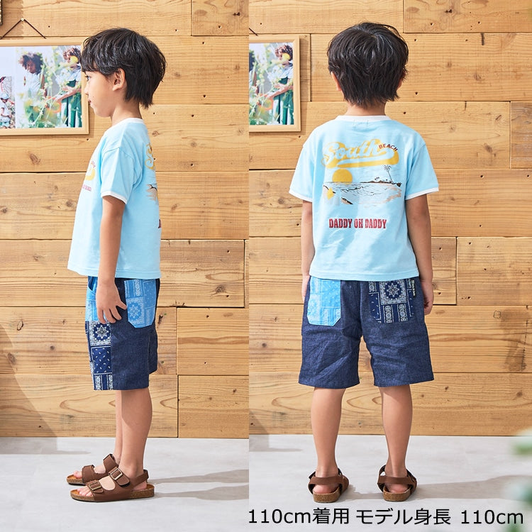 Japanese children's clothing Daddy Oh Daddy patchwork denim shorts 90-130cm boys' summer PANTS