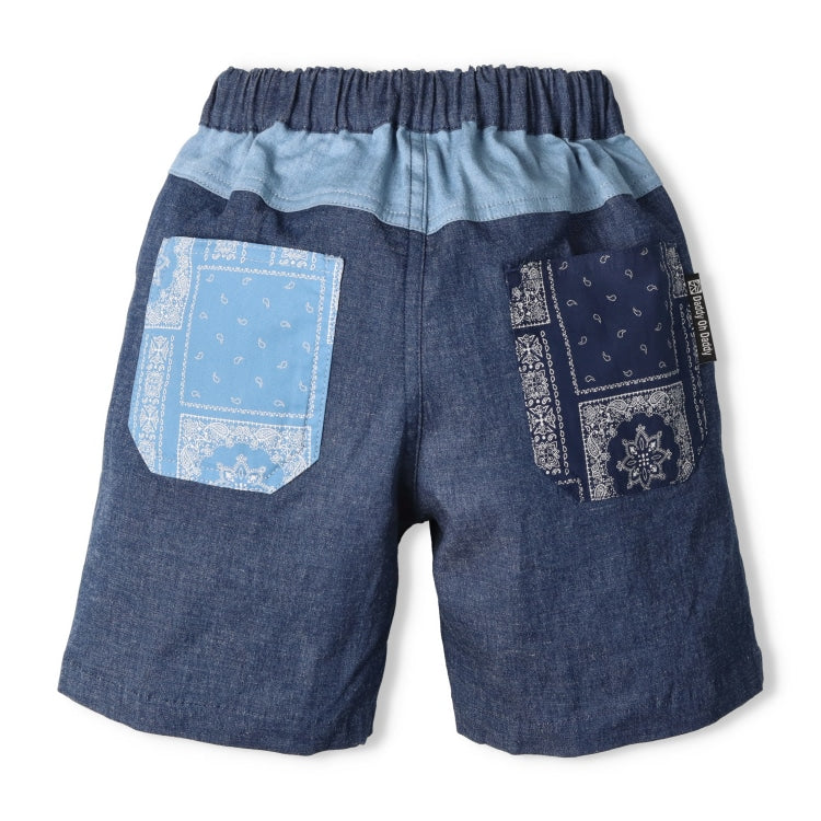 Japanese children's clothing Daddy Oh Daddy patchwork denim shorts 90-130cm boys' summer PANTS