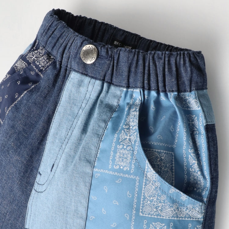 Japanese children's clothing Daddy Oh Daddy patchwork denim shorts 90-130cm boys' summer PANTS