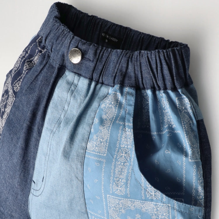 Japanese children's clothing Daddy Oh Daddy patchwork denim shorts 140-160cm boys' summer PANTS