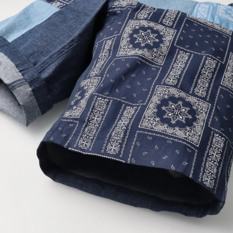 Japanese children's clothing Daddy Oh Daddy patchwork denim shorts 140-160cm boys' summer PANTS