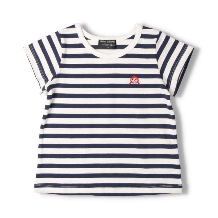 Japanese children's clothing Daddy Oh Daddy Daddico embroidered striped top made in Japan 90-130cm girls summer TOPS