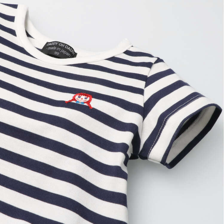 Japanese children's clothing Daddy Oh Daddy Daddico embroidered striped top made in Japan 90-130cm girls summer TOPS