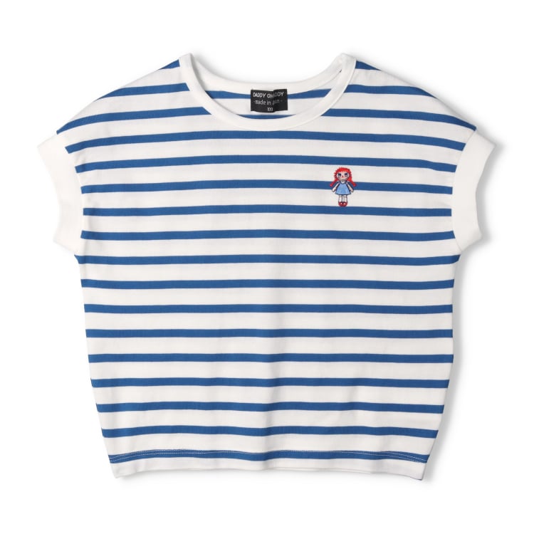 Daddy Oh Daddy Japanese-made Daddico embroidered striped top (90-130cm) for girls (Summer TOPS)