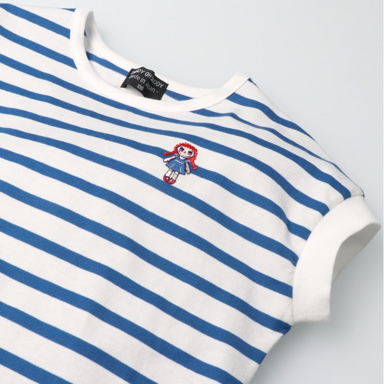 Daddy Oh Daddy Japanese-made Daddico embroidered striped top (90-130cm) for girls (Summer TOPS)