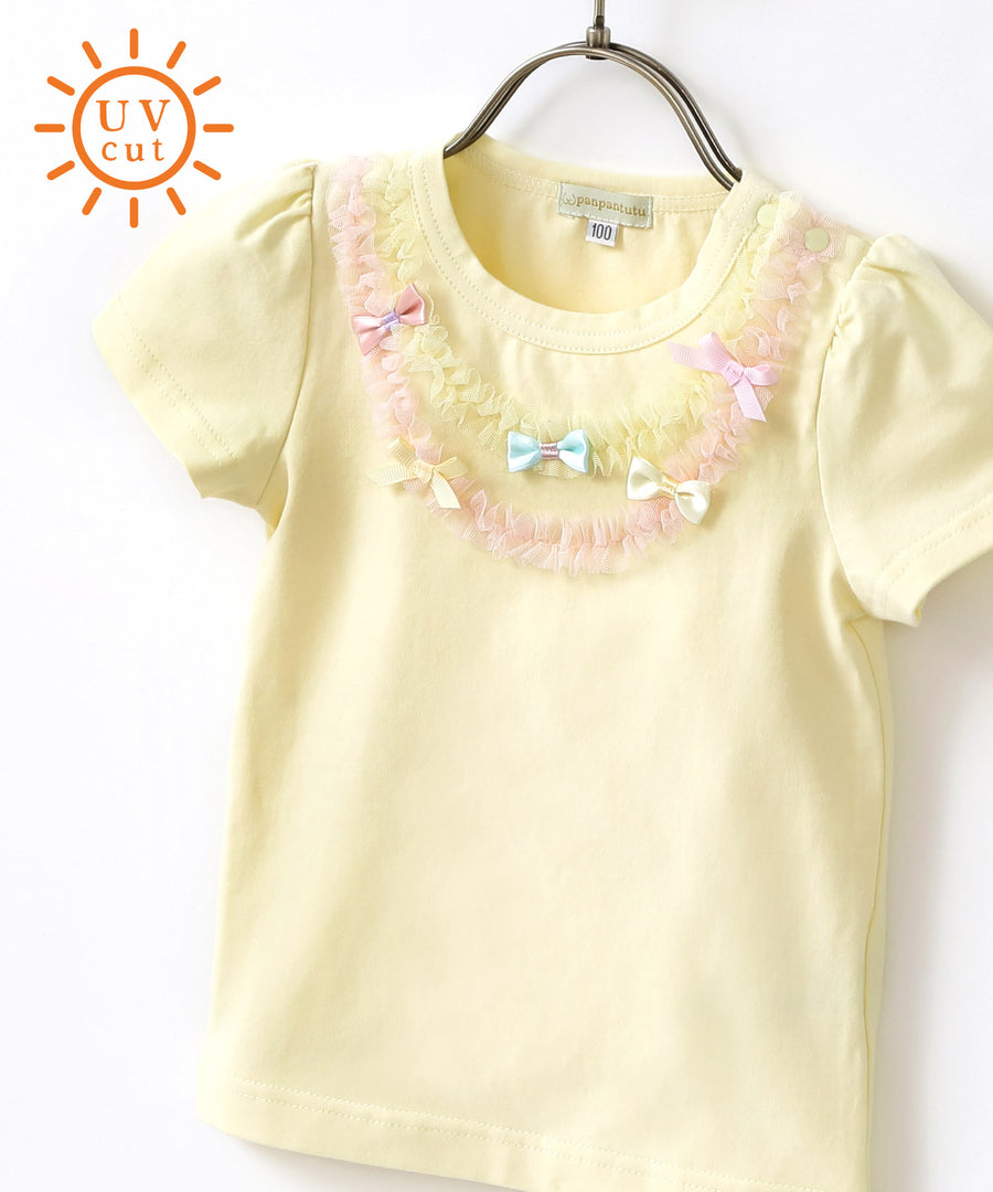 Japanese children's clothing panpantutu UV protection bow top 80-140cm girls summer TOPS
