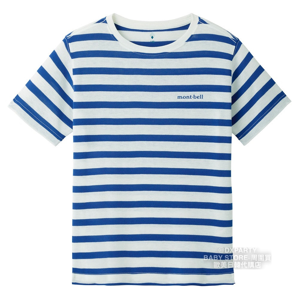 Japanese children's clothing mont-bell UV-resistant/water-absorbing/quick-drying/odor-suppressing/high-elasticity striped short-sleeved T-shirt (100-160cm) for boys and girls summer TOPS