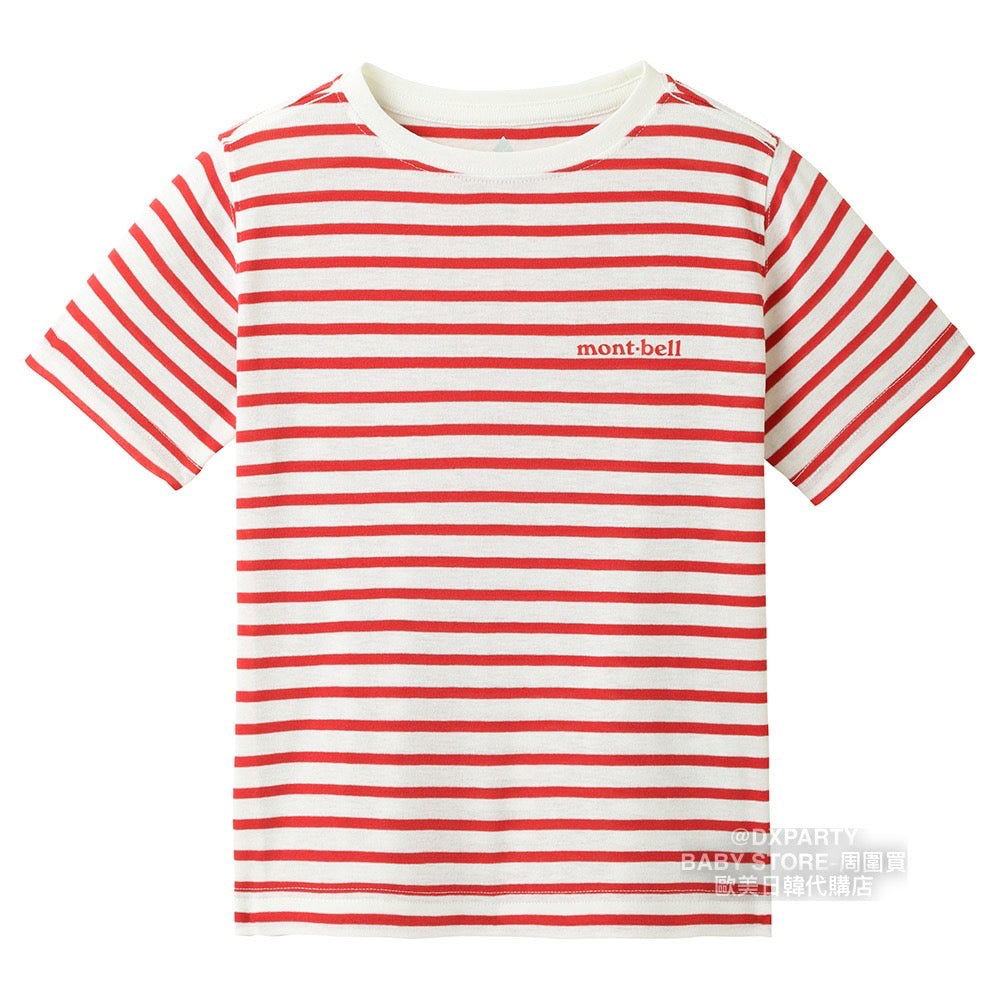 Japanese children's clothing mont-bell UV-resistant/water-absorbing/quick-drying/odor-suppressing/high-elasticity striped short-sleeved T-shirt (100-160cm) for boys and girls summer TOPS