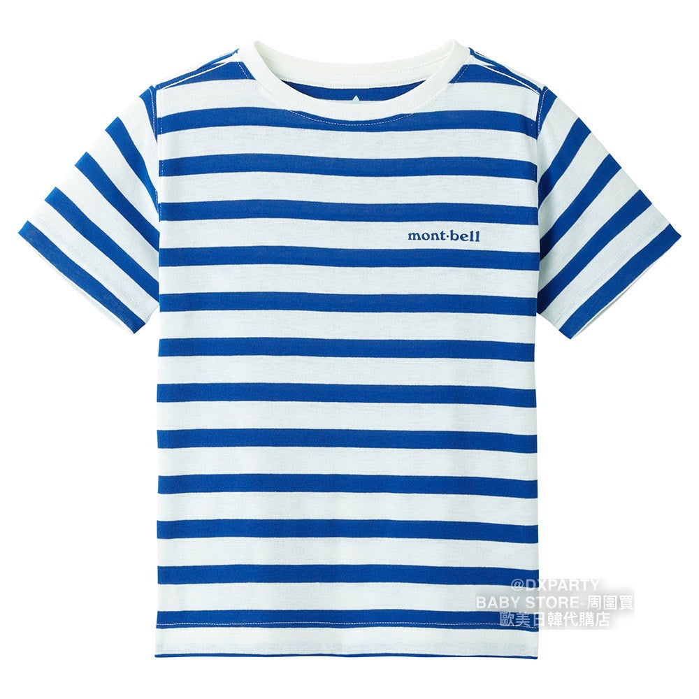 Japanese children's clothing mont-bell UV-resistant/water-absorbing/quick-drying/odor-suppressing/high-elasticity striped short-sleeved T-shirt (100-160cm) for boys and girls summer TOPS