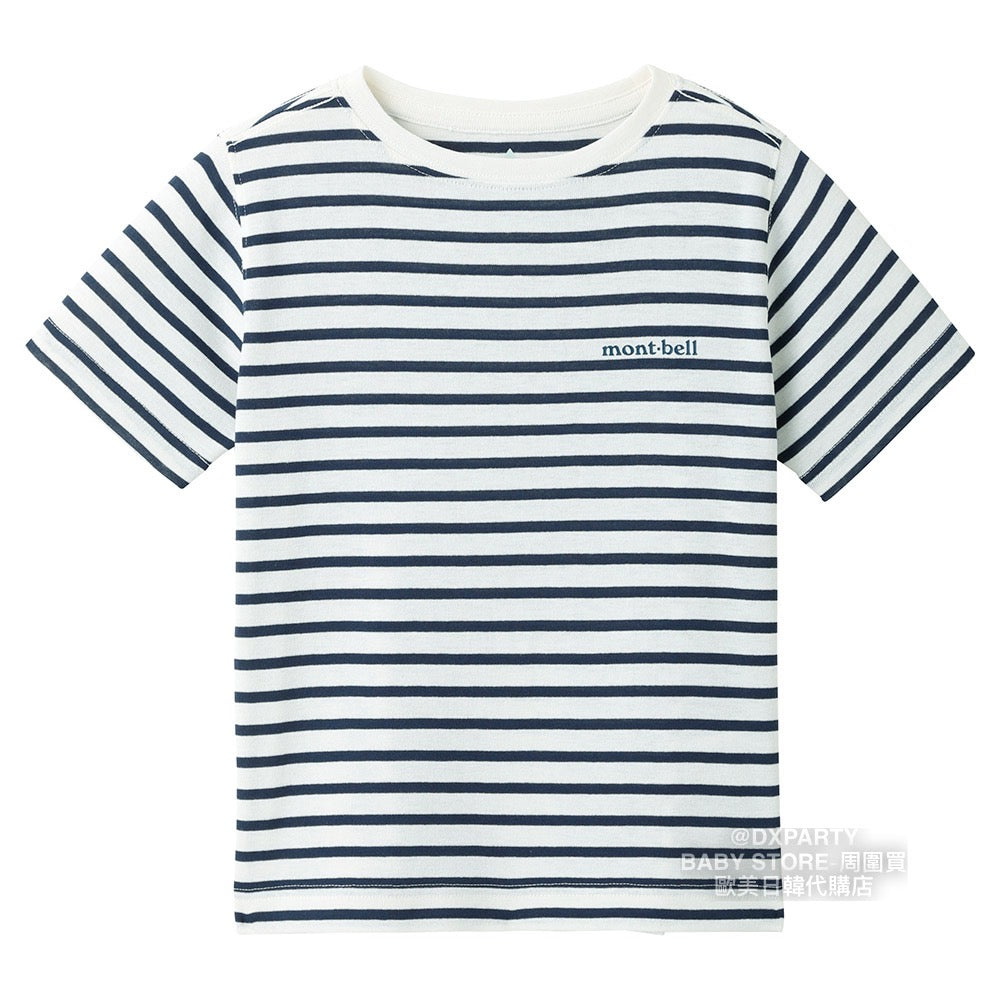 Japanese children's clothing mont-bell UV-resistant/water-absorbing/quick-drying/odor-suppressing/high-elasticity striped short-sleeved T-shirt (100-160cm) for boys and girls summer TOPS