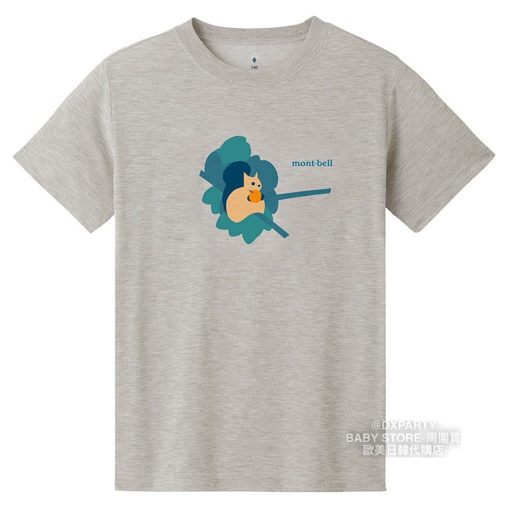 Japanese children's clothing mont-bell UV protection / quick-drying / odor-suppressing squirrel short-sleeved T-shirt 130-160cm boys'/girls' summer TOPS