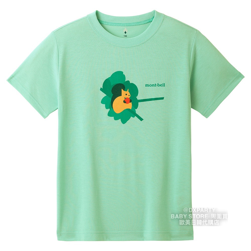 Japanese children's clothing mont-bell UV protection / quick-drying / odor-suppressing squirrel short-sleeved T-shirt 130-160cm boys'/girls' summer TOPS