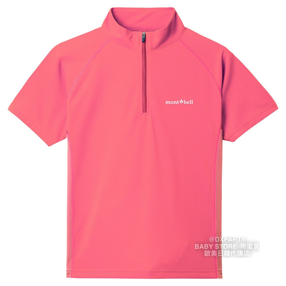 Japanese children's clothing mont-bell high-speed dry series / UV protection / breathable half-zip short-sleeved T-shirt 130-160cm boys'/girls' summer TOPS