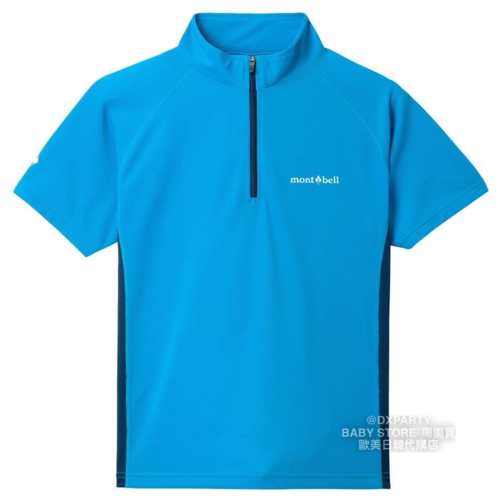 Japanese children's clothing mont-bell high-speed dry series / UV protection / breathable half-zip short-sleeved T-shirt 130-160cm boys'/girls' summer TOPS
