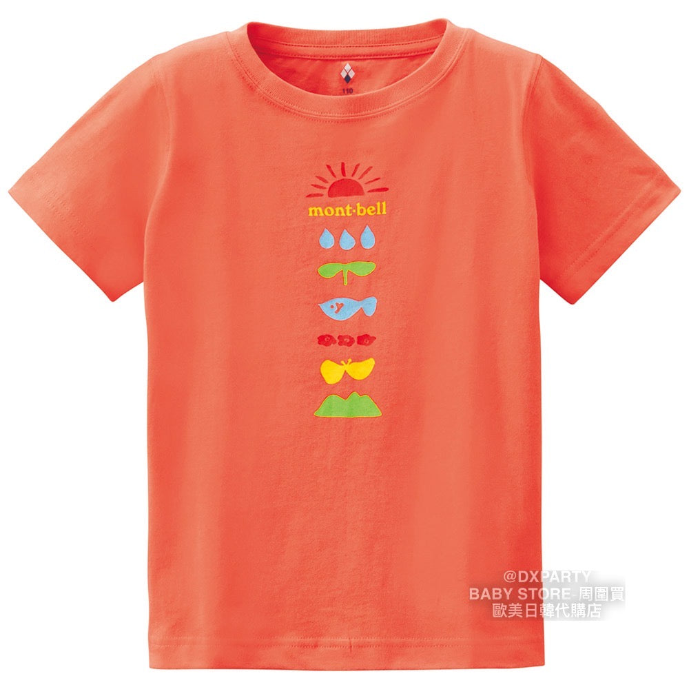 Japanese children's clothing mont-bell organic cotton / UV protection / breathable / moisture wicking summer vacation short-sleeved T-shirt 100-120cm boys / girls summer TOPS