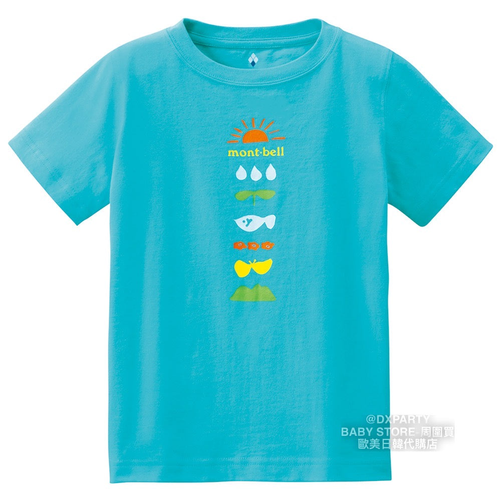 Japanese children's clothing mont-bell organic cotton / UV protection / breathable / moisture wicking summer vacation short-sleeved T-shirt 100-120cm boys / girls summer TOPS