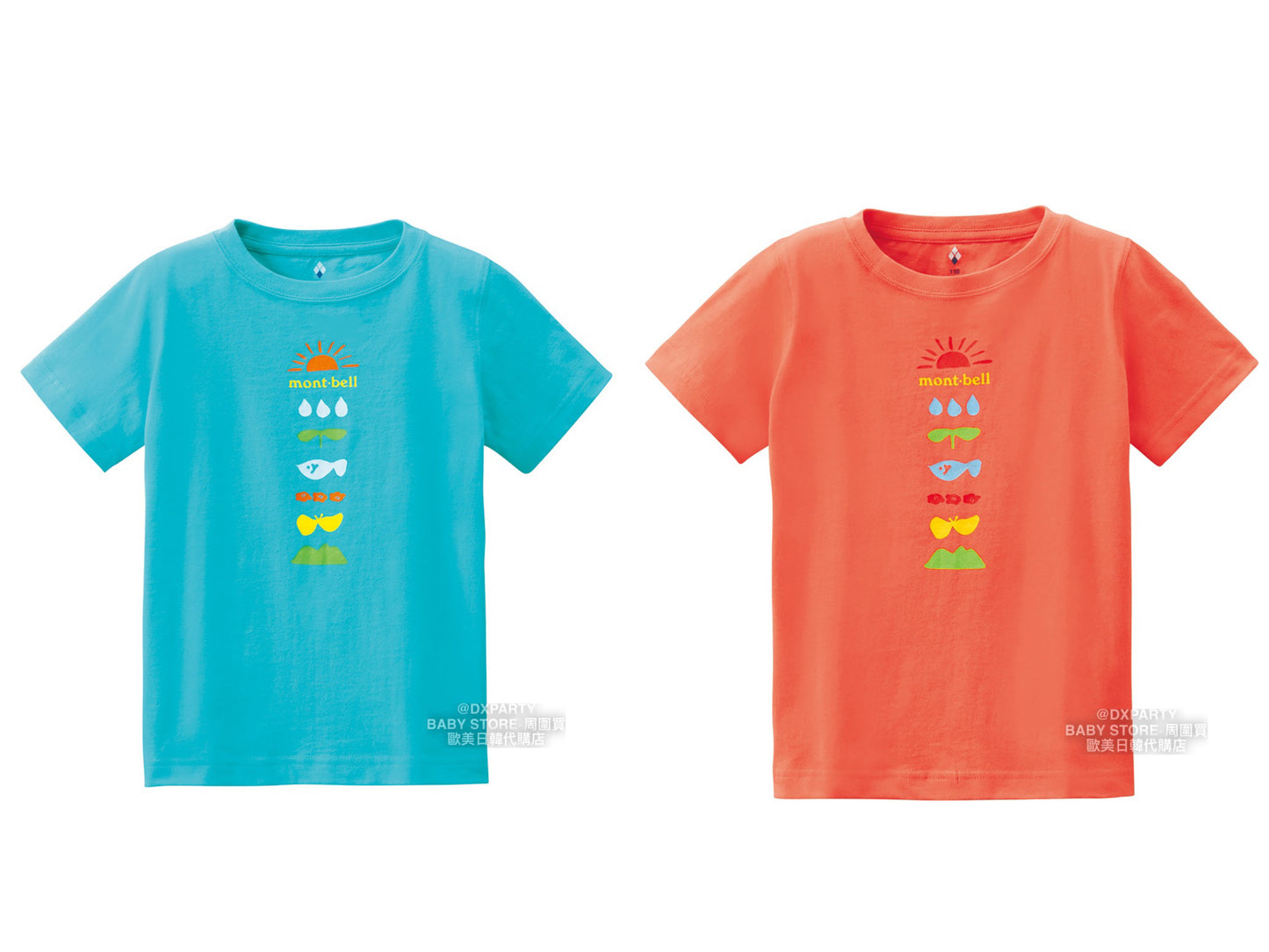 Japanese children's clothing mont-bell organic cotton / UV protection / breathable / moisture wicking summer vacation short-sleeved T-shirt 100-120cm boys / girls summer TOPS