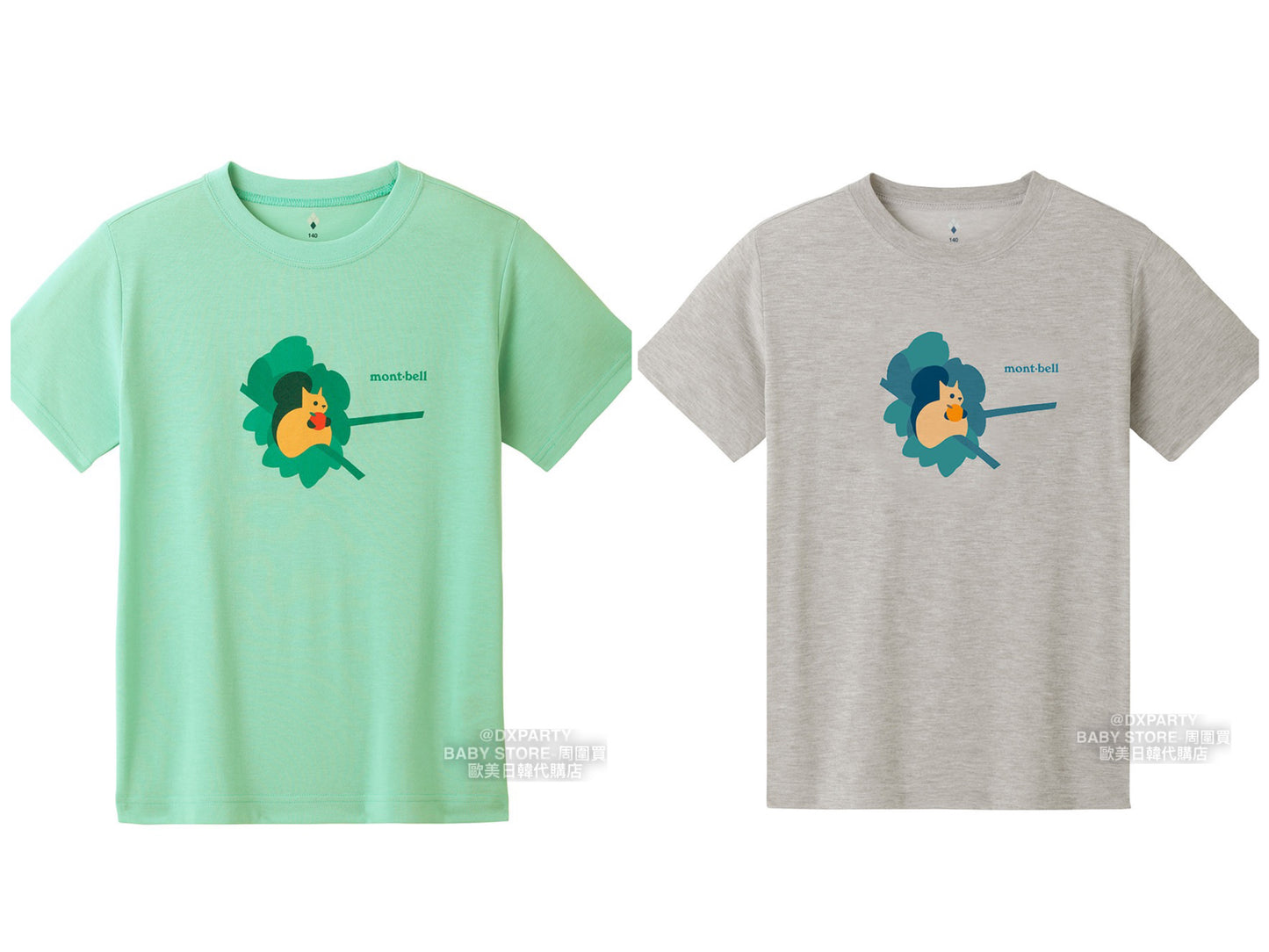 Japanese children's clothing mont-bell UV protection / quick-drying / odor-suppressing squirrel short-sleeved T-shirt 130-160cm boys'/girls' summer TOPS