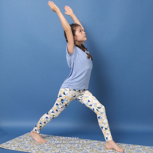 日本童裝 YOGA 耐用速乾幾何圖案legging 110-150cm 女童款兒童瑜伽系列