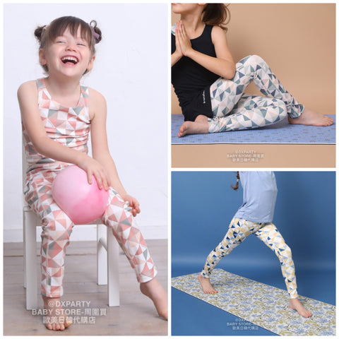 日本童裝 YOGA 耐用速乾幾何圖案legging 110-150cm 女童款兒童瑜伽系列