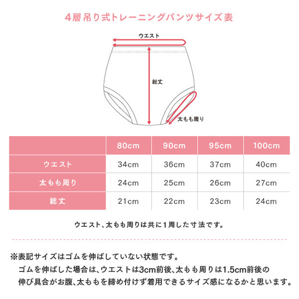 日本直送  防水戒片褲/學習褲 吊式款 4層 一套5件  80/90/95/100cm