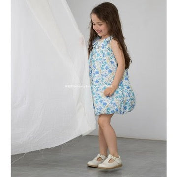Japanese children's clothing pe#main floral bubble dress 80-130cm girls summer dresses 