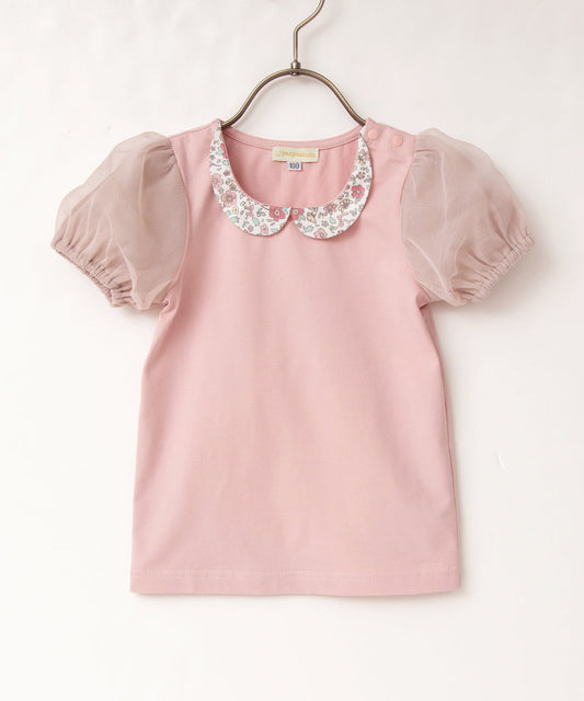 Japanese children's clothing panpantutu floral collar short-sleeved top 80-150cm girls summer TOPS