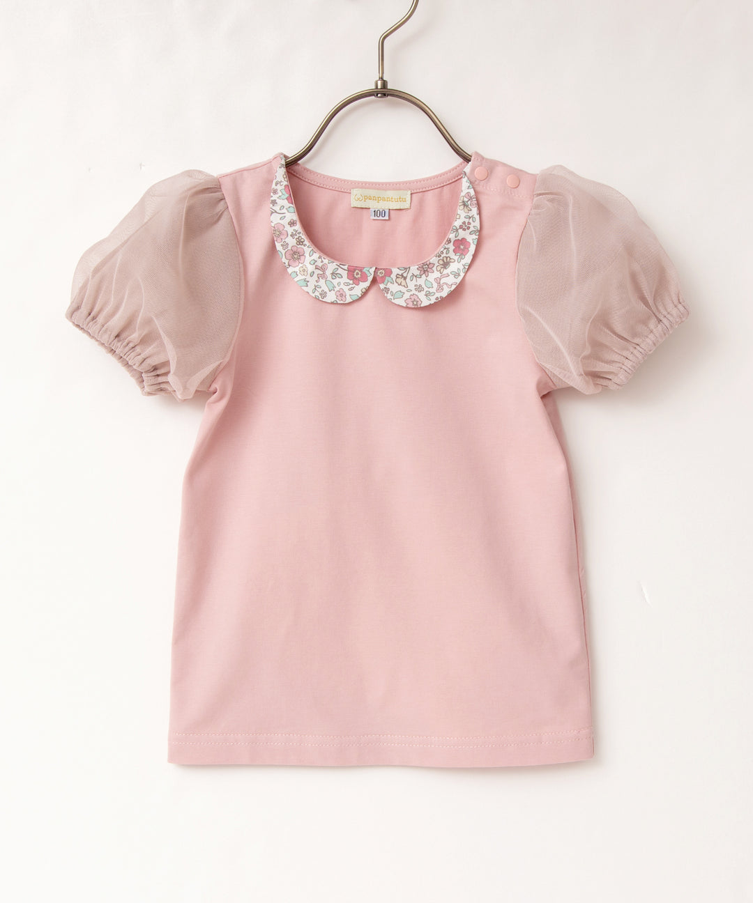 Japanese children's clothing panpantutu floral collar short-sleeved top 80-150cm girls summer TOPS 