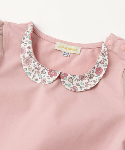 Japanese children's clothing panpantutu floral collar short-sleeved top 80-150cm girls summer TOPS 