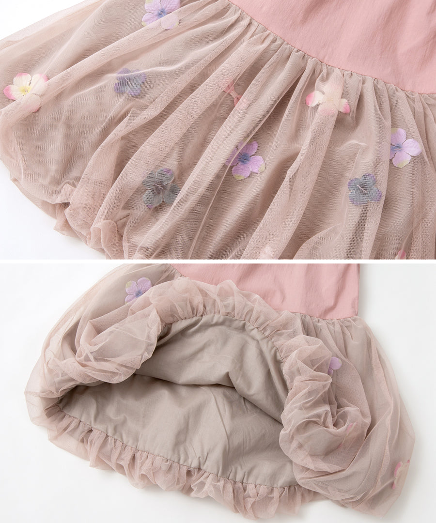 Japanese children's clothing panpantutu floral ribbon bubble dress 80-150cm girls summer dresses 