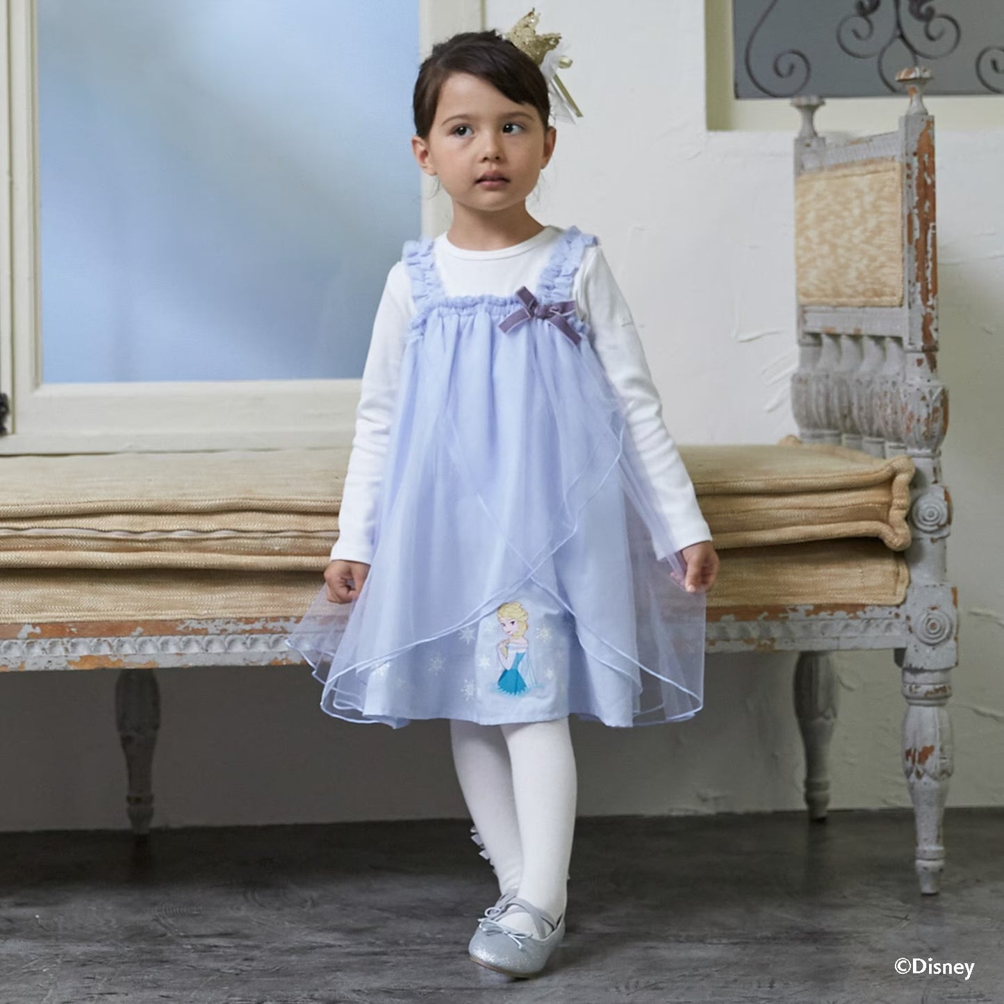 日本童裝 pe#main x Disney Frozen 三件套裝 90-130cm 女童款 冬季 DRESSES OUTERWEAR