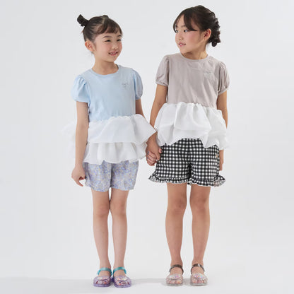 日本童裝 Ly# mine 歐根紗拼接上衣 90-140cm 女童款 夏季 TOPS