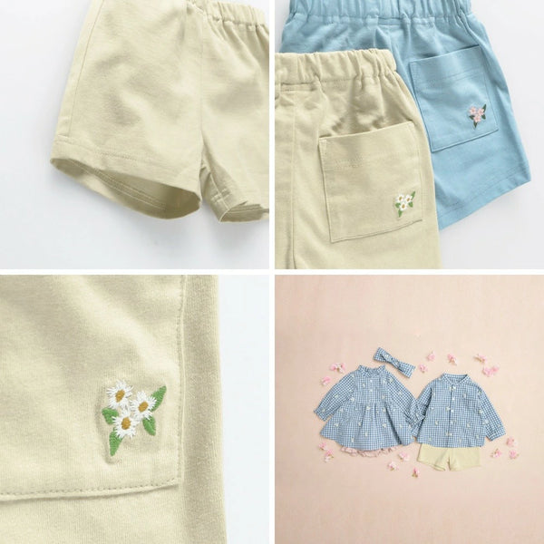 日本童裝 Branshes 櫻花刺繡襯衫短褲套裝 70-80cm 男童款 初生嬰兒 春季 TOPS PANTS