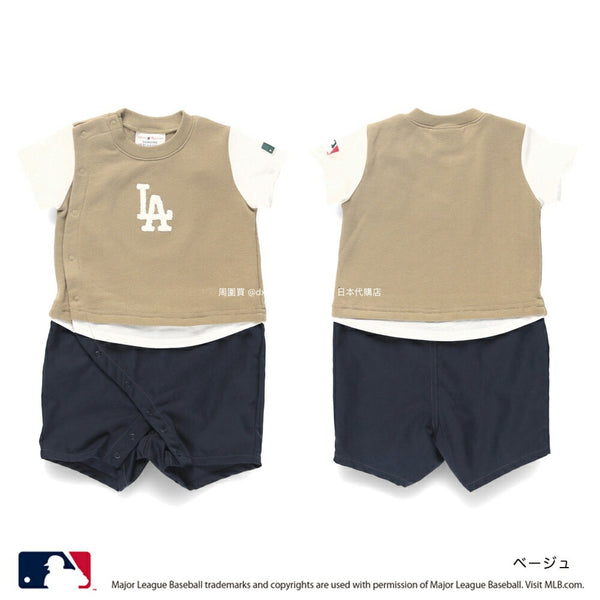 日本童裝 Branshes x MLB 假兩件連衣 80cm 男童款 初生嬰兒 春夏季 Jumpsite