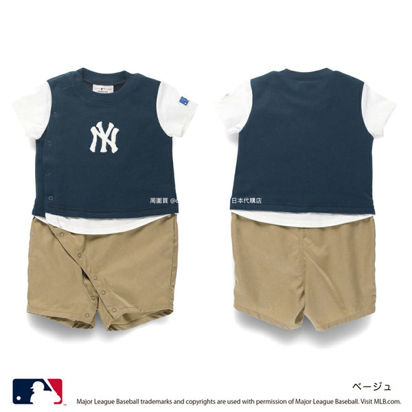 日本童裝 Branshes x MLB 假兩件連衣 80cm 男童款 初生嬰兒 春夏季 Jumpsite
