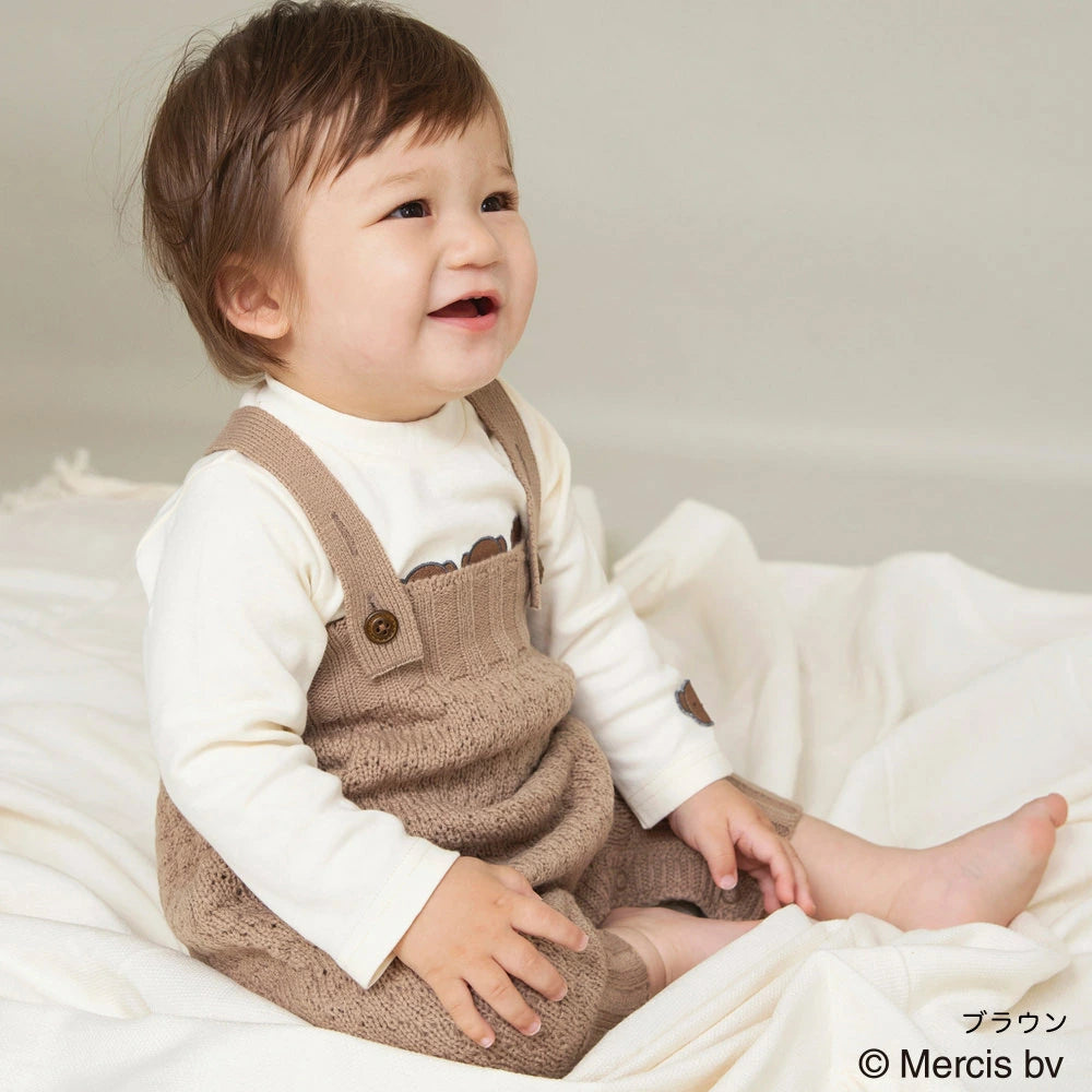 日本童裝 Branshes x miffy 針織吊帶連衣 80cm 男童款/女童款 初生嬰兒 秋季 Jumpsuit