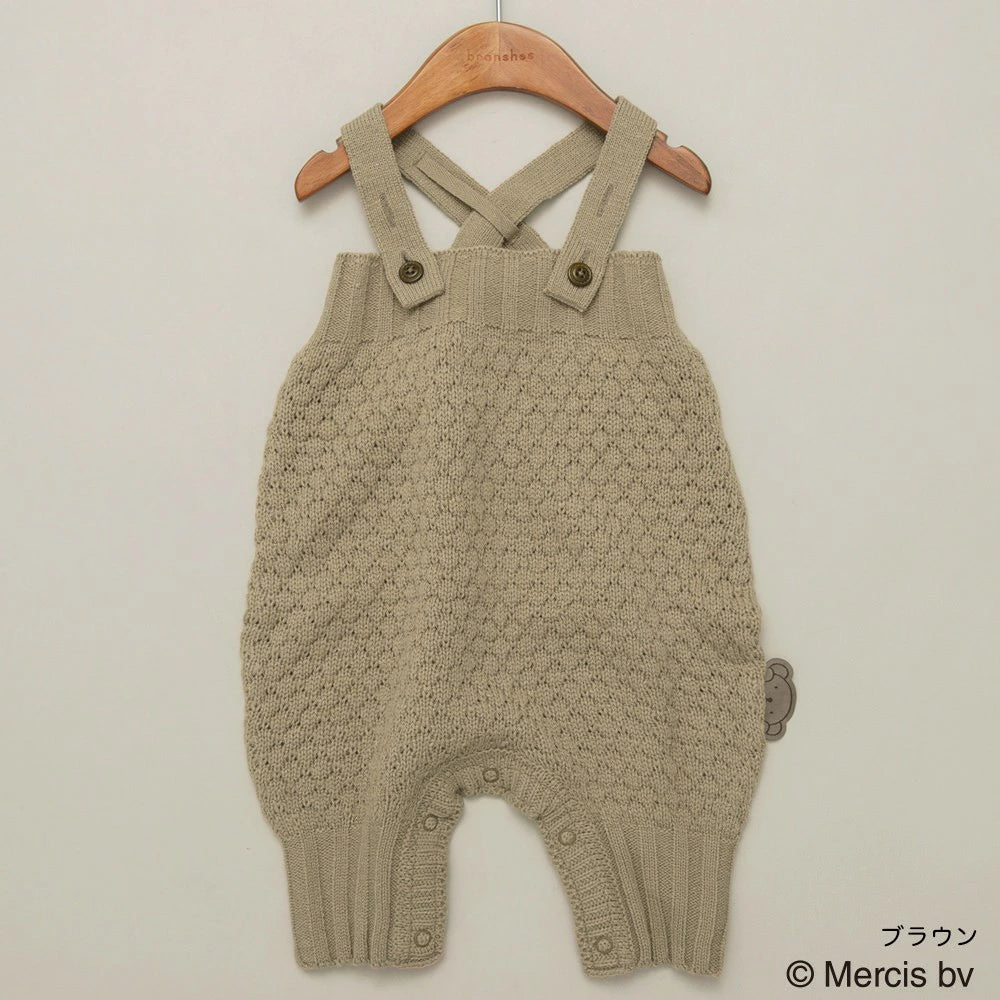 日本童裝 Branshes x miffy 針織吊帶連衣 80cm 男童款/女童款 初生嬰兒 秋季 Jumpsuit