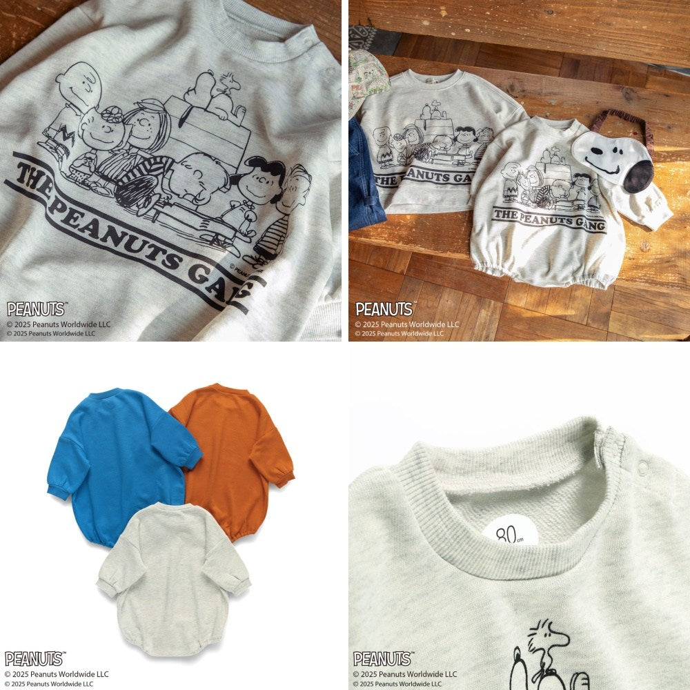 日本童裝 Branshes x PEANUTS 75周年 印花連衣 80cm 男童款/女童款 初生嬰兒 秋季 Jumpsuit
