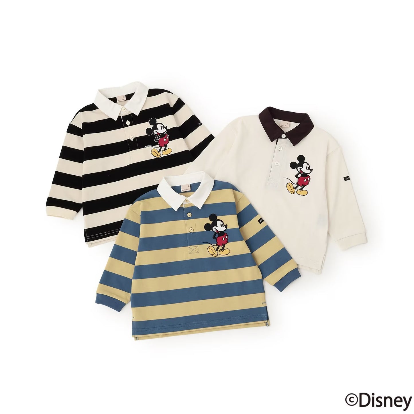 日本童裝 pe#main x Disney 橄欖球風長袖T卹 80-130cm 男童款 秋季 TOPS