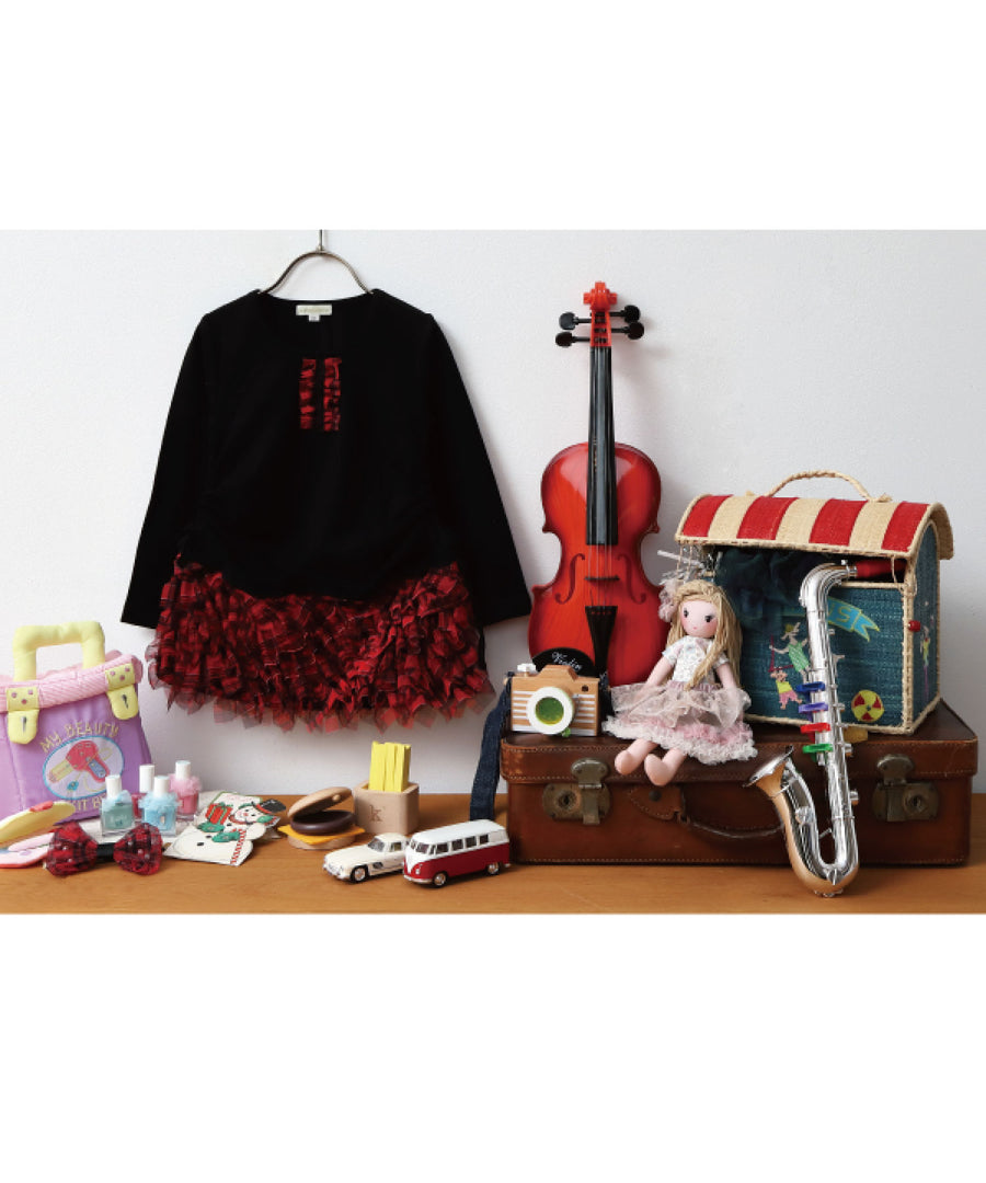 日本童裝 panpantutu 拼接千層酥格紋連身裙 80-140cm 女童款 夏季 DRESSES