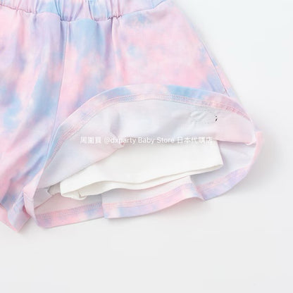 Japanese children's clothing X-girl Stages tie-dye top and culottes two-piece set 80-140cm girls' summer TOPS PANTS 